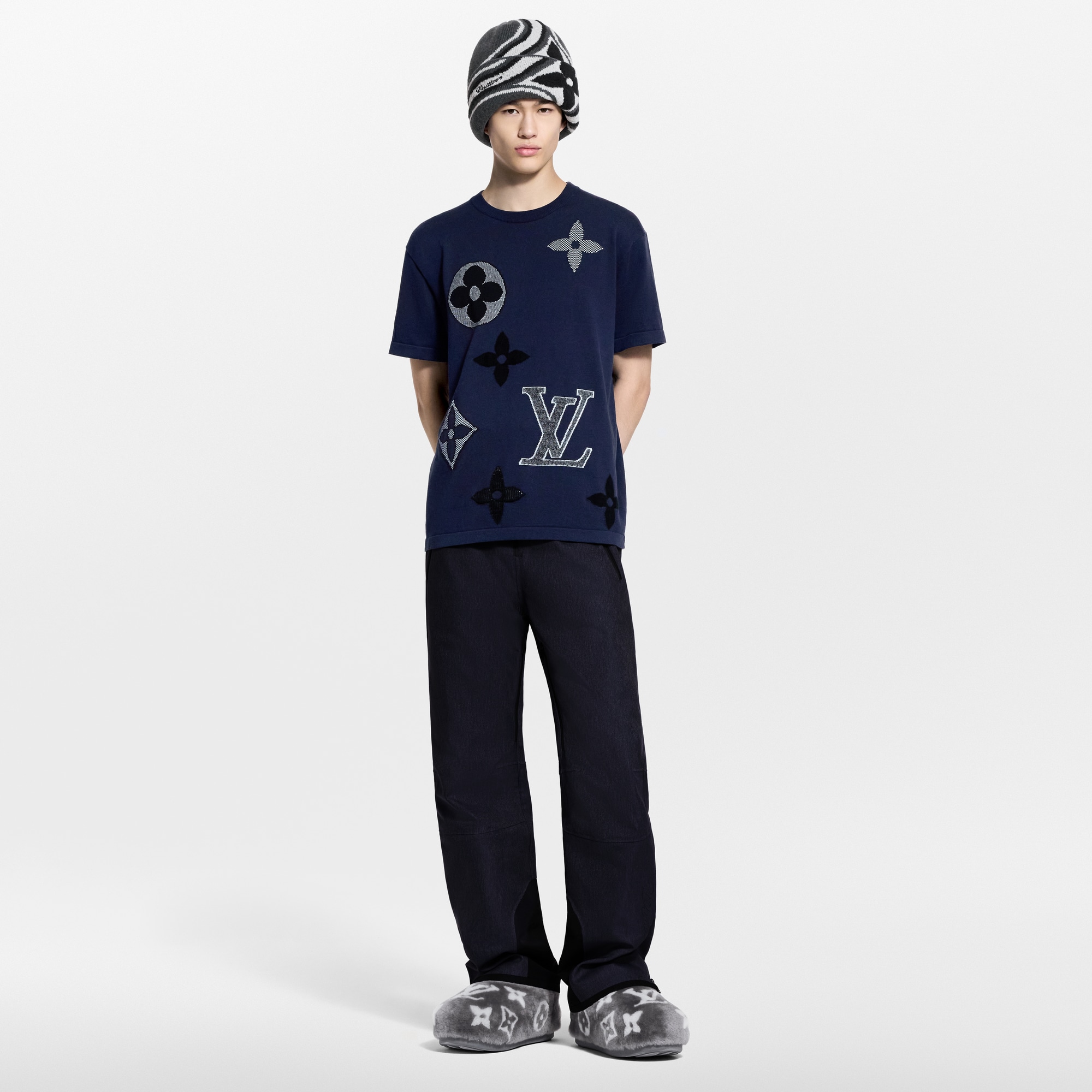 T-shirt girocollo a maniche corte lavorato a maglia con motivo Monogram  Novità Per gli uomini LV Ski | LOUIS VUITTON (Zoom prodotto)