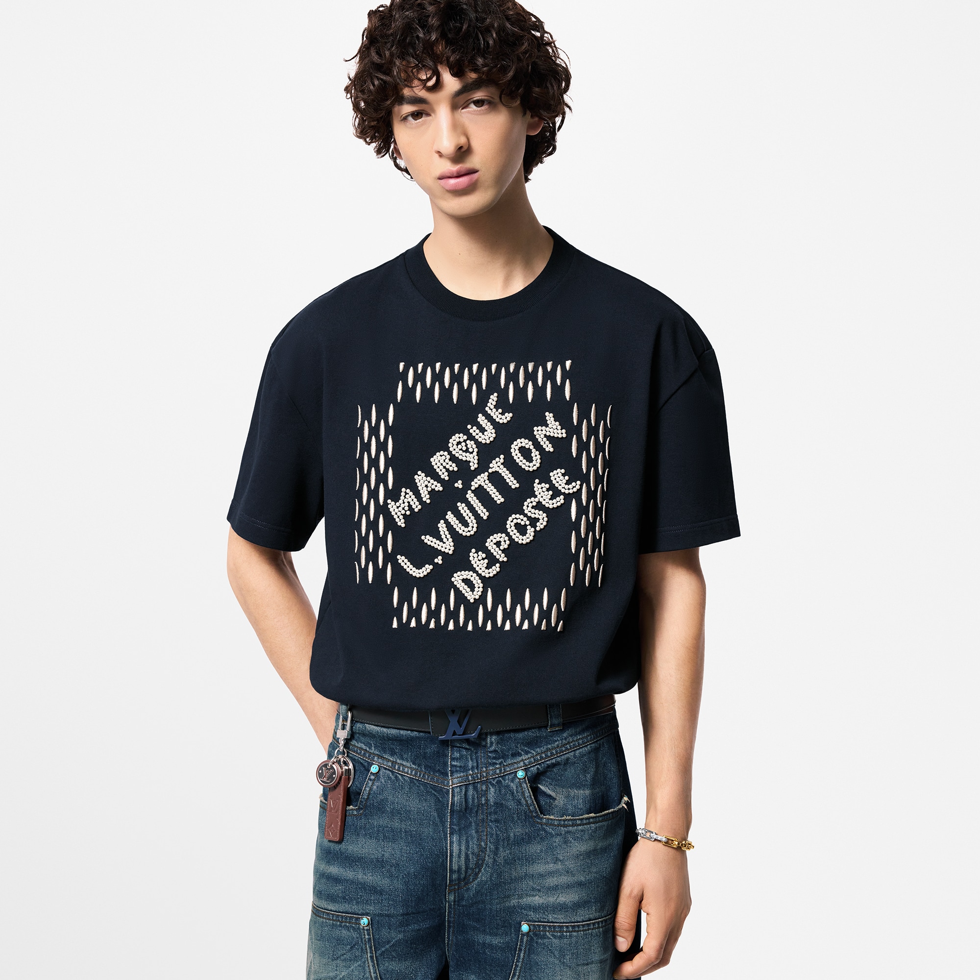T-shirt in cotone con firma ricamata  Uomo Abbigliamento T-Shirt e Polo | LOUIS VUITTON (Zoom prodotto)