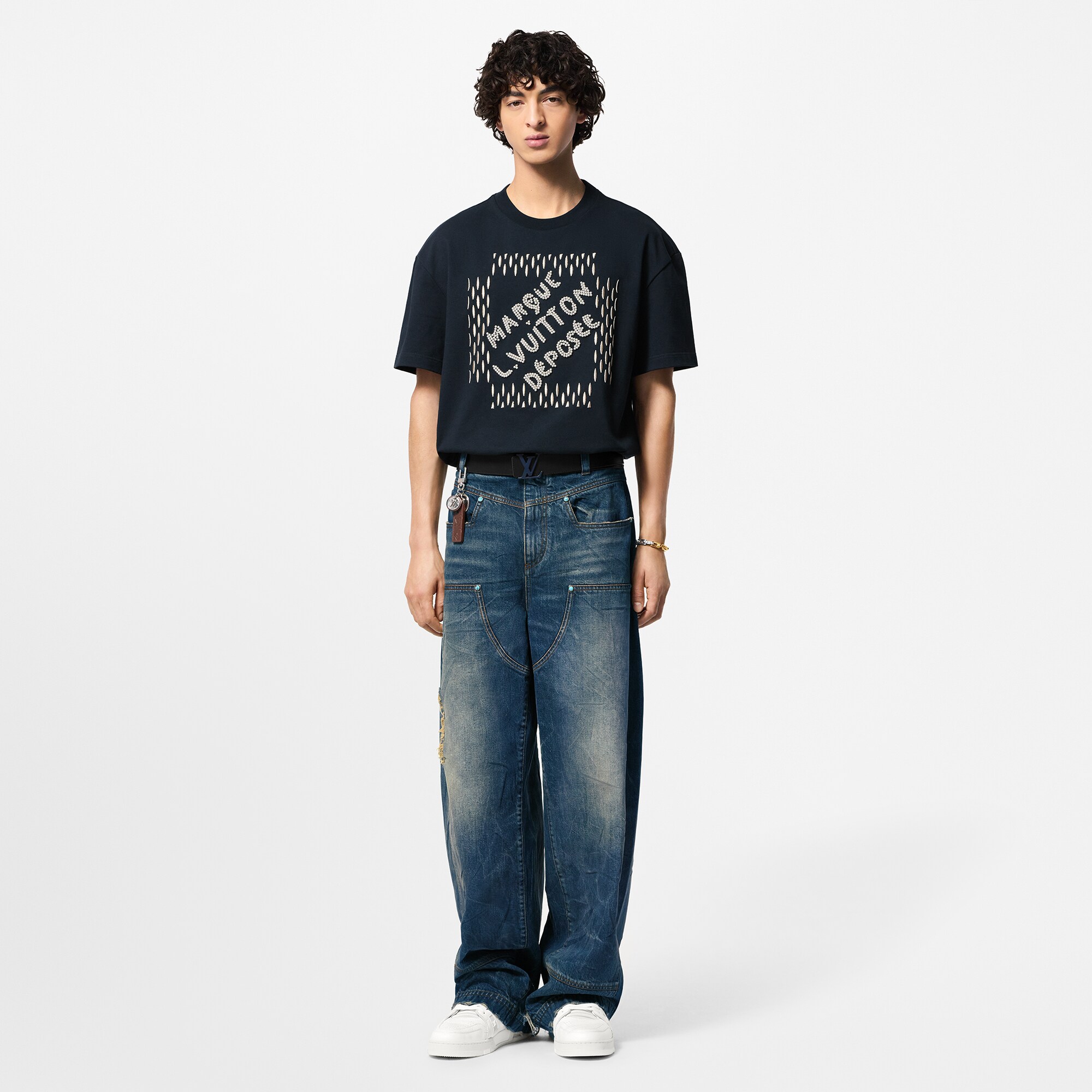 T-shirt in cotone con firma ricamata  Uomo Abbigliamento T-Shirt e Polo | LOUIS VUITTON (Zoom prodotto)