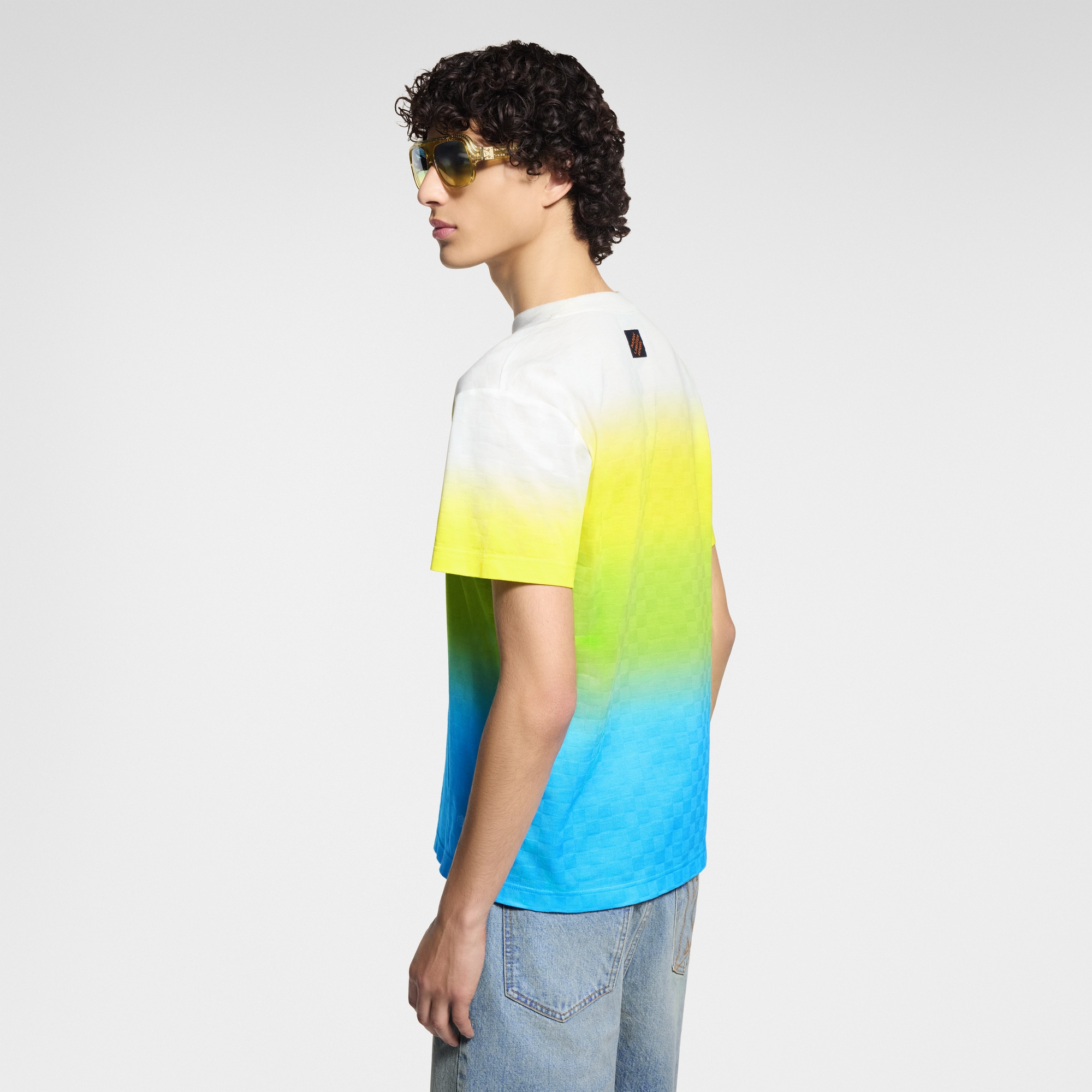 T-shirt in cotone con motivo Damier effetto sfumato in trama jacquard  Uomo Abbigliamento T-Shirt e Polo | LOUIS VUITTON (Zoom prodotto)