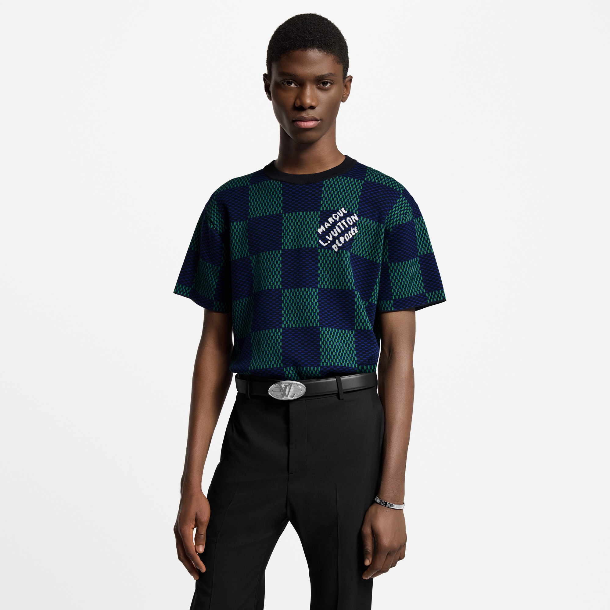 T-shirt in cotone con motivo Damier in trama jacquard  Uomo Abbigliamento Tutti i Capi di Abbigliamento | LOUIS VUITTON (Zoom prodotto)