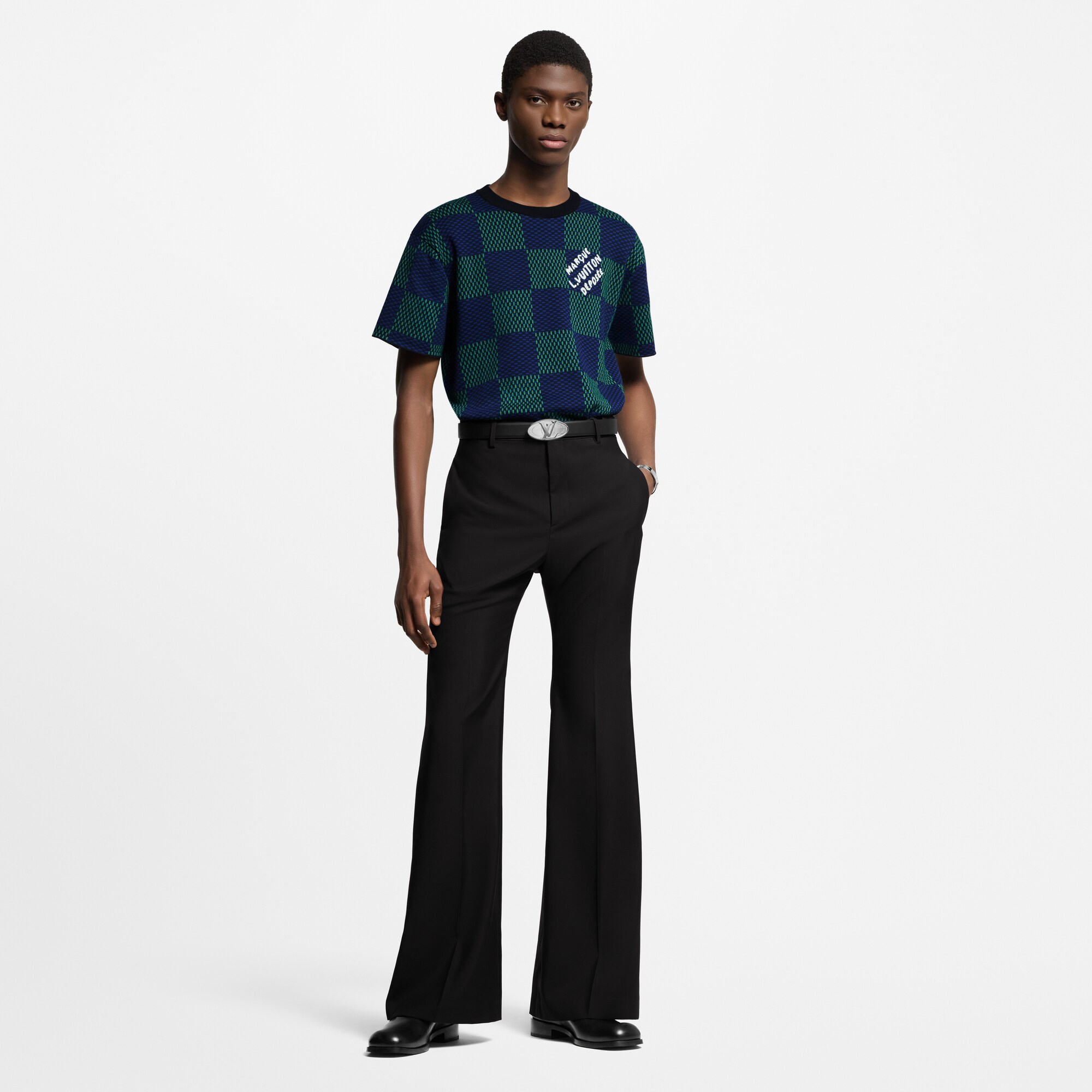 T-shirt in cotone con motivo Damier in trama jacquard  Uomo Abbigliamento Tutti i Capi di Abbigliamento | LOUIS VUITTON (Zoom prodotto)