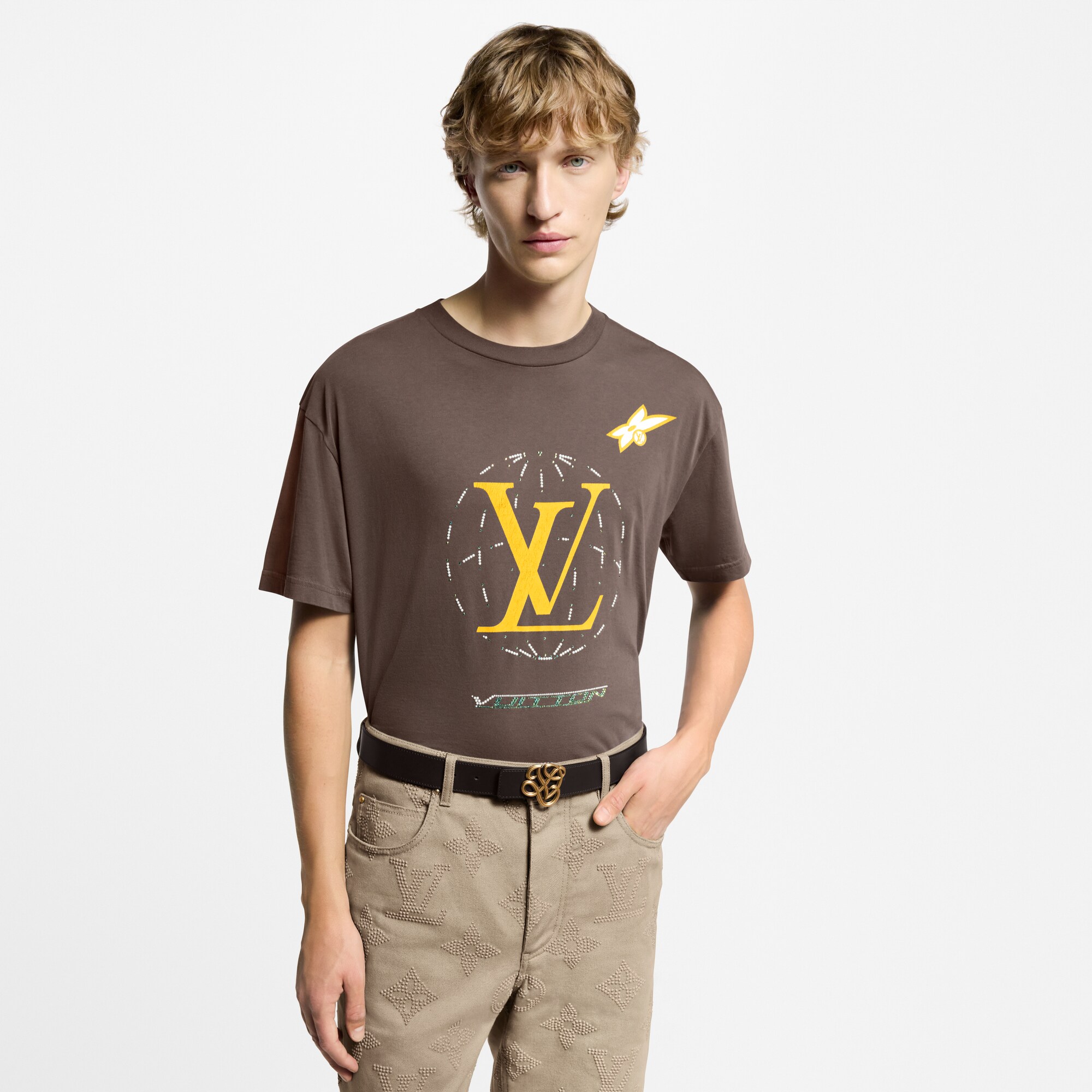 T-shirt in cotone lavato con decoro  Uomo Abbigliamento T-Shirt e Polo | LOUIS VUITTON (Zoom prodotto)