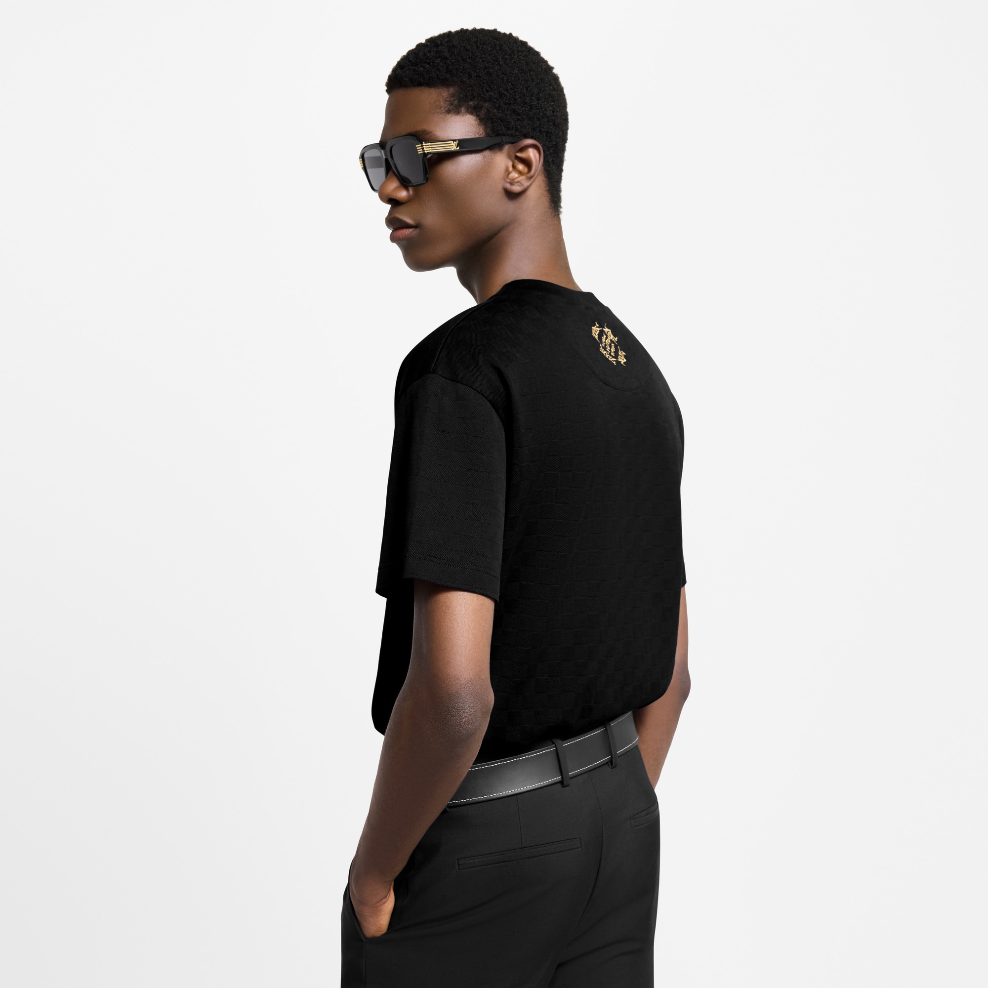 T-shirt in piqué con motivo Damier e decori  Uomo Abbigliamento T-Shirt e Polo | LOUIS VUITTON (Zoom prodotto)
