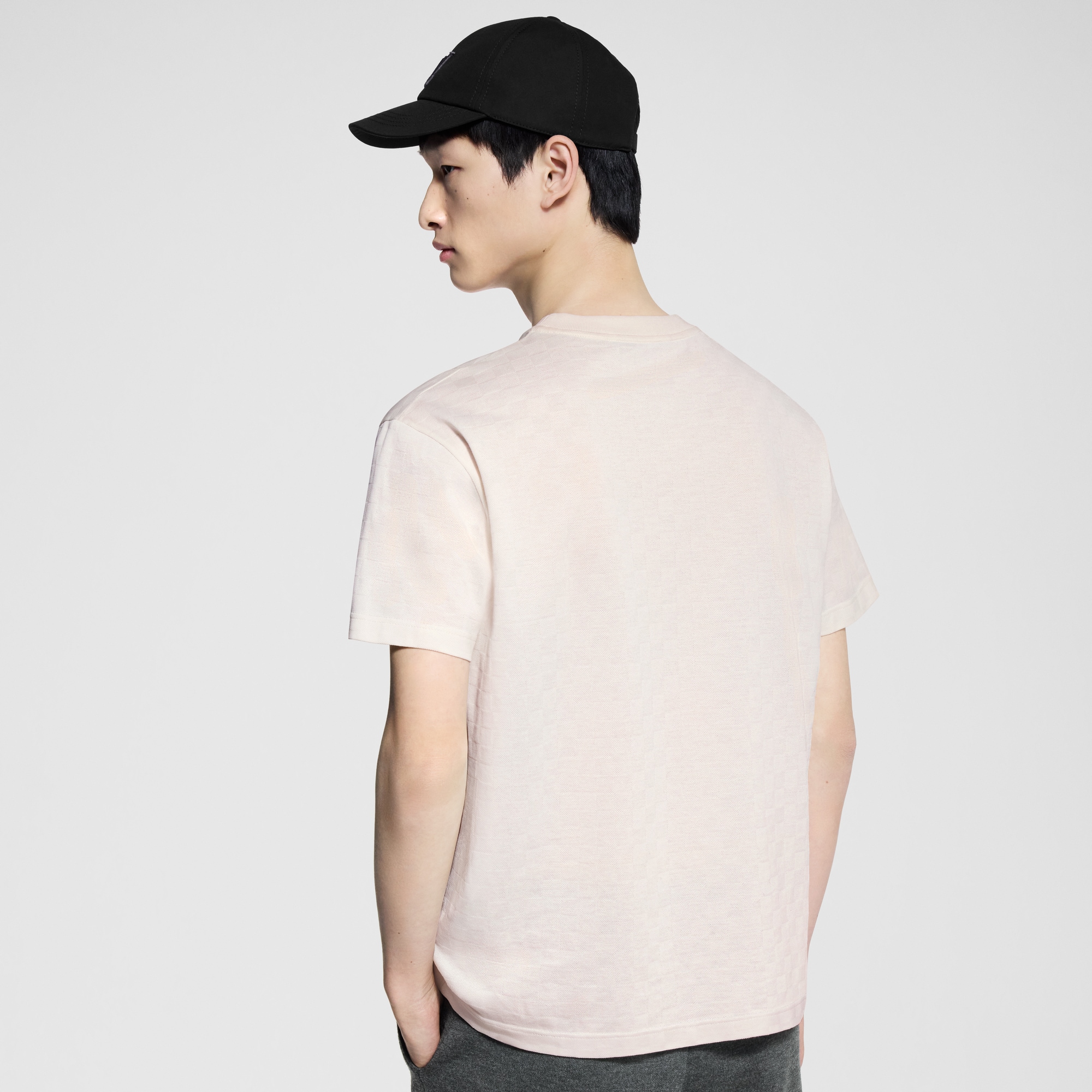 T-shirt in piqué di cotone con motivo Damier  Uomo Abbigliamento T-Shirt e Polo | LOUIS VUITTON (Zoom prodotto)