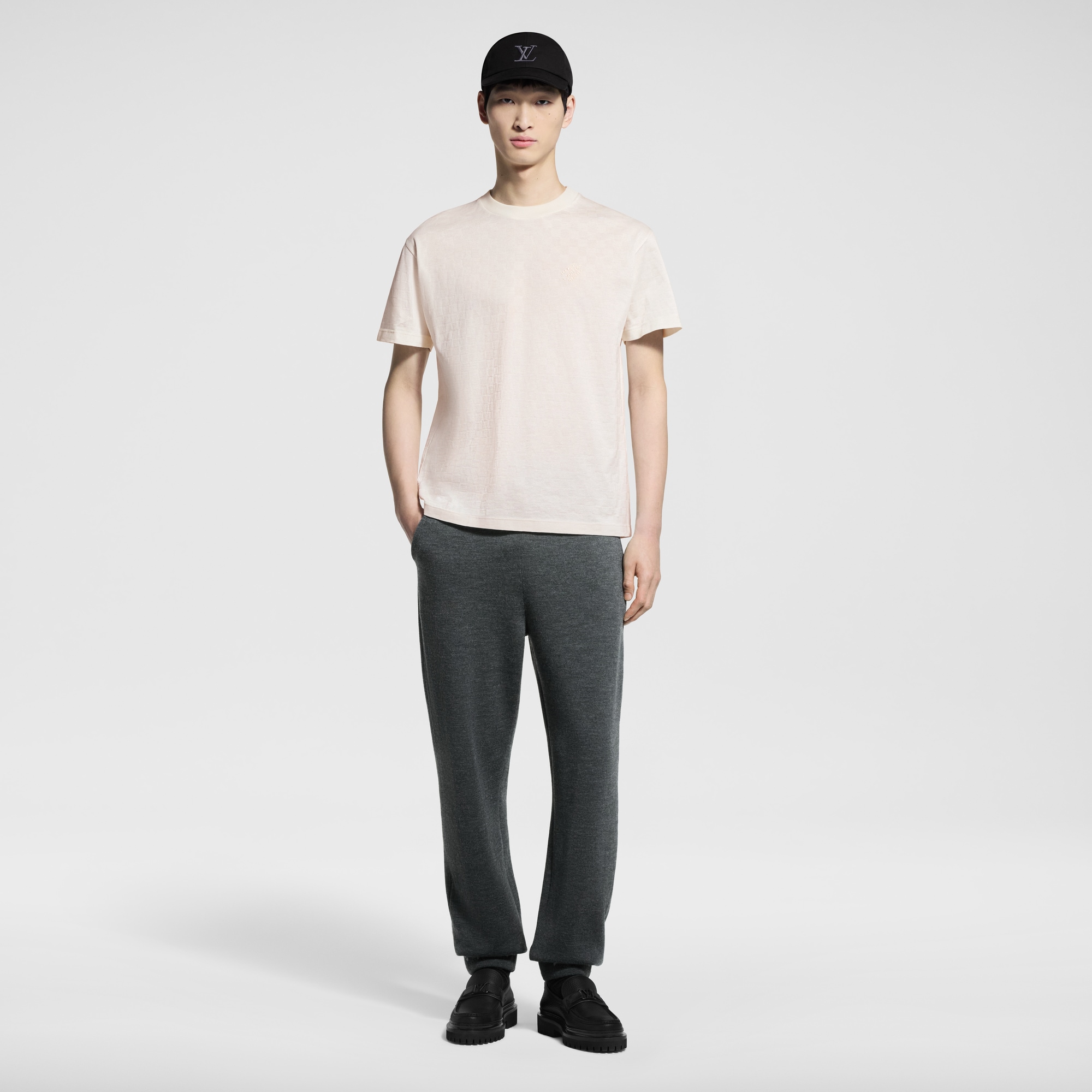 T-shirt in piqué di cotone con motivo Damier  Uomo Abbigliamento T-Shirt e Polo | LOUIS VUITTON (Zoom prodotto)