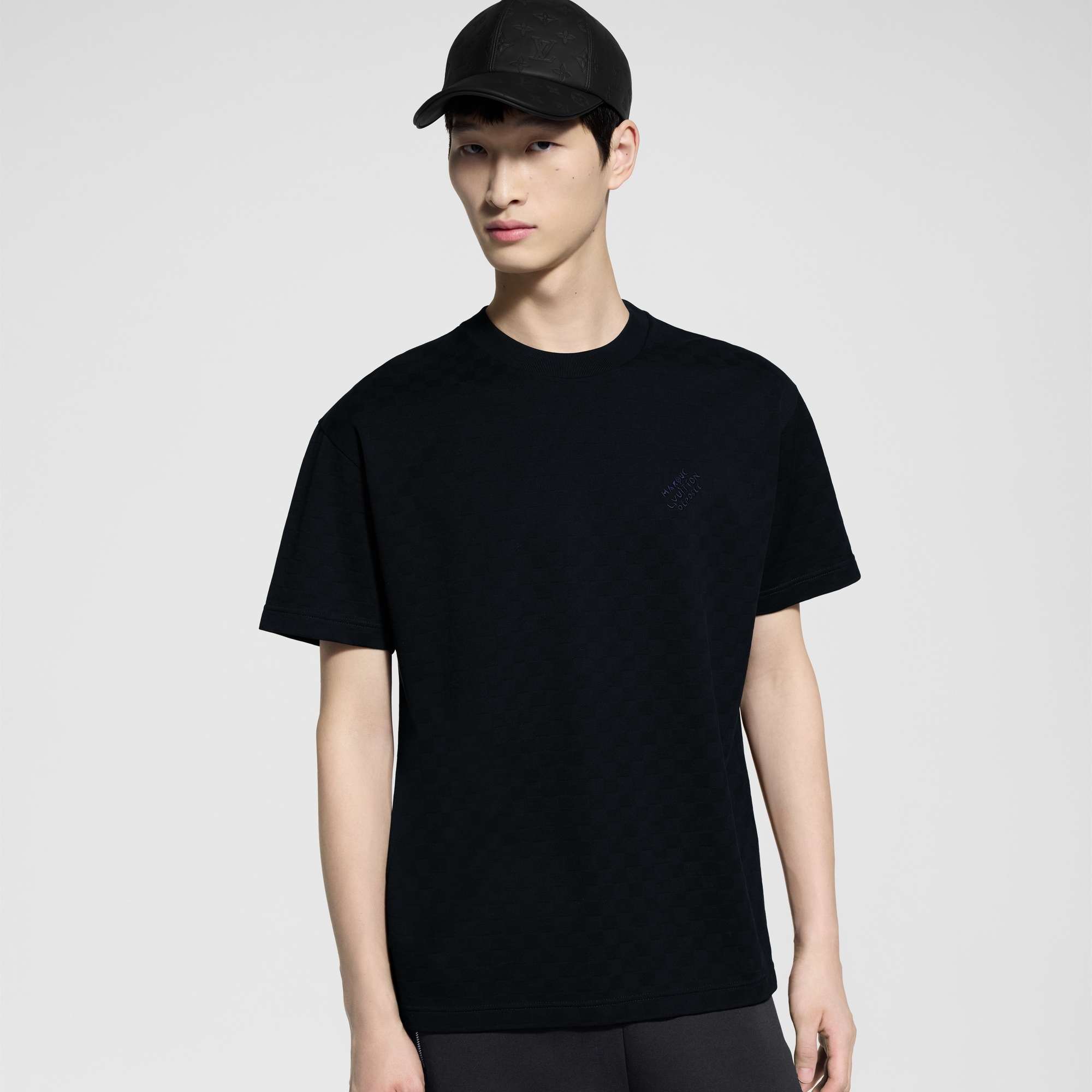 T-shirt in piqué di cotone con motivo Damier  Uomo Abbigliamento T-Shirt e Polo | LOUIS VUITTON (Zoom prodotto)