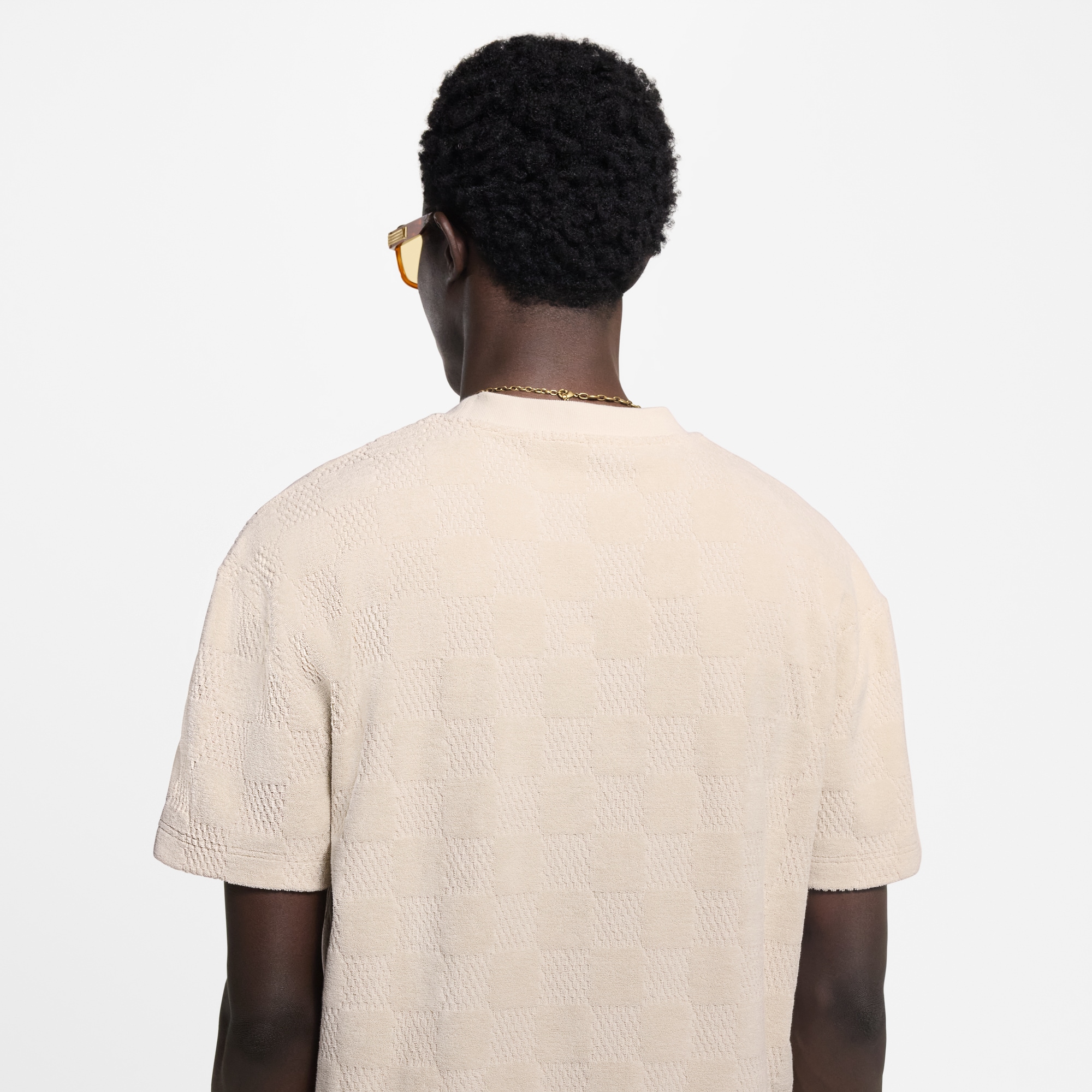 T-shirt in spugna con motivo Damier  Uomo Abbigliamento T-Shirt e Polo | LOUIS VUITTON (Zoom prodotto)