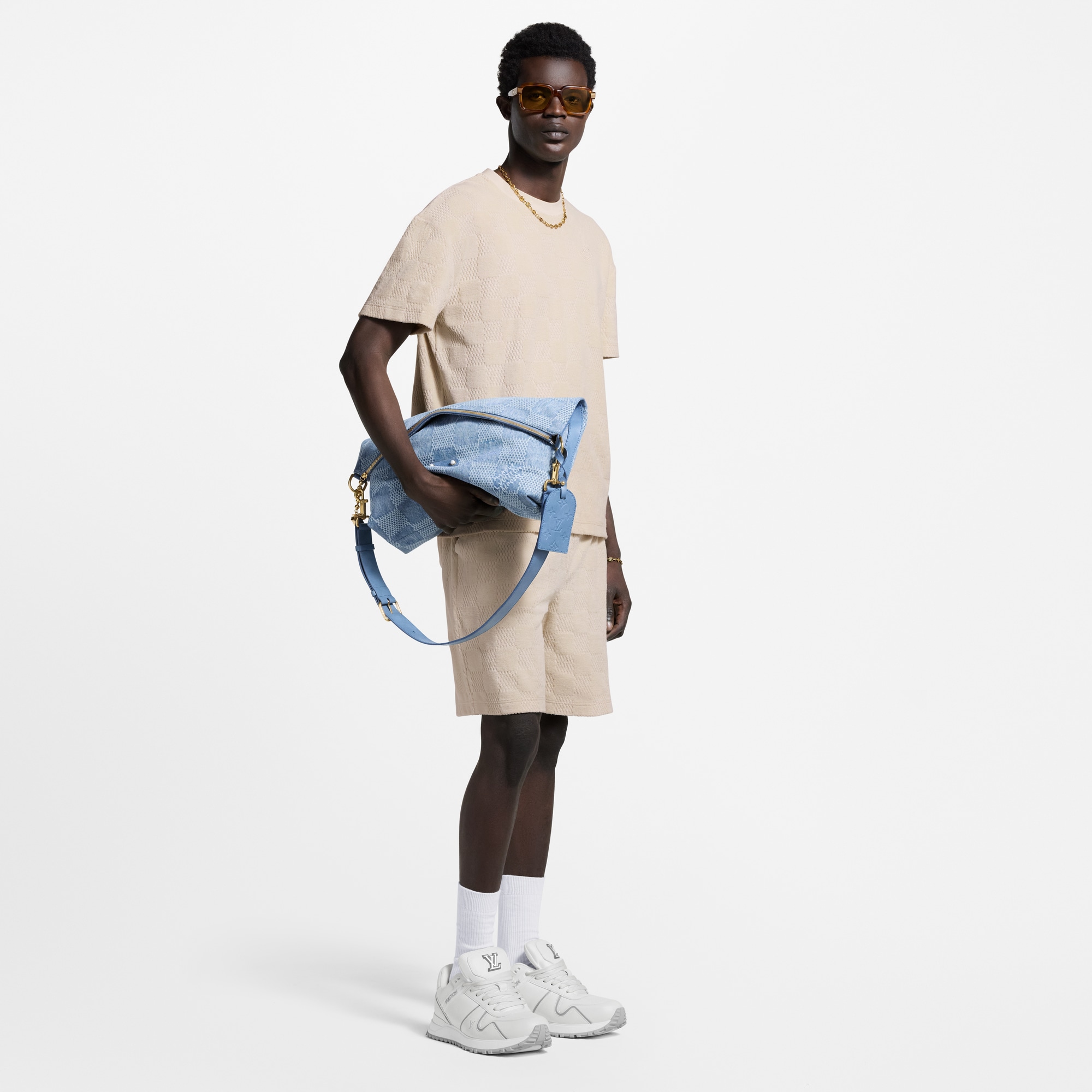 T-shirt in spugna con motivo Damier  Uomo Abbigliamento T-Shirt e Polo | LOUIS VUITTON (Zoom prodotto)