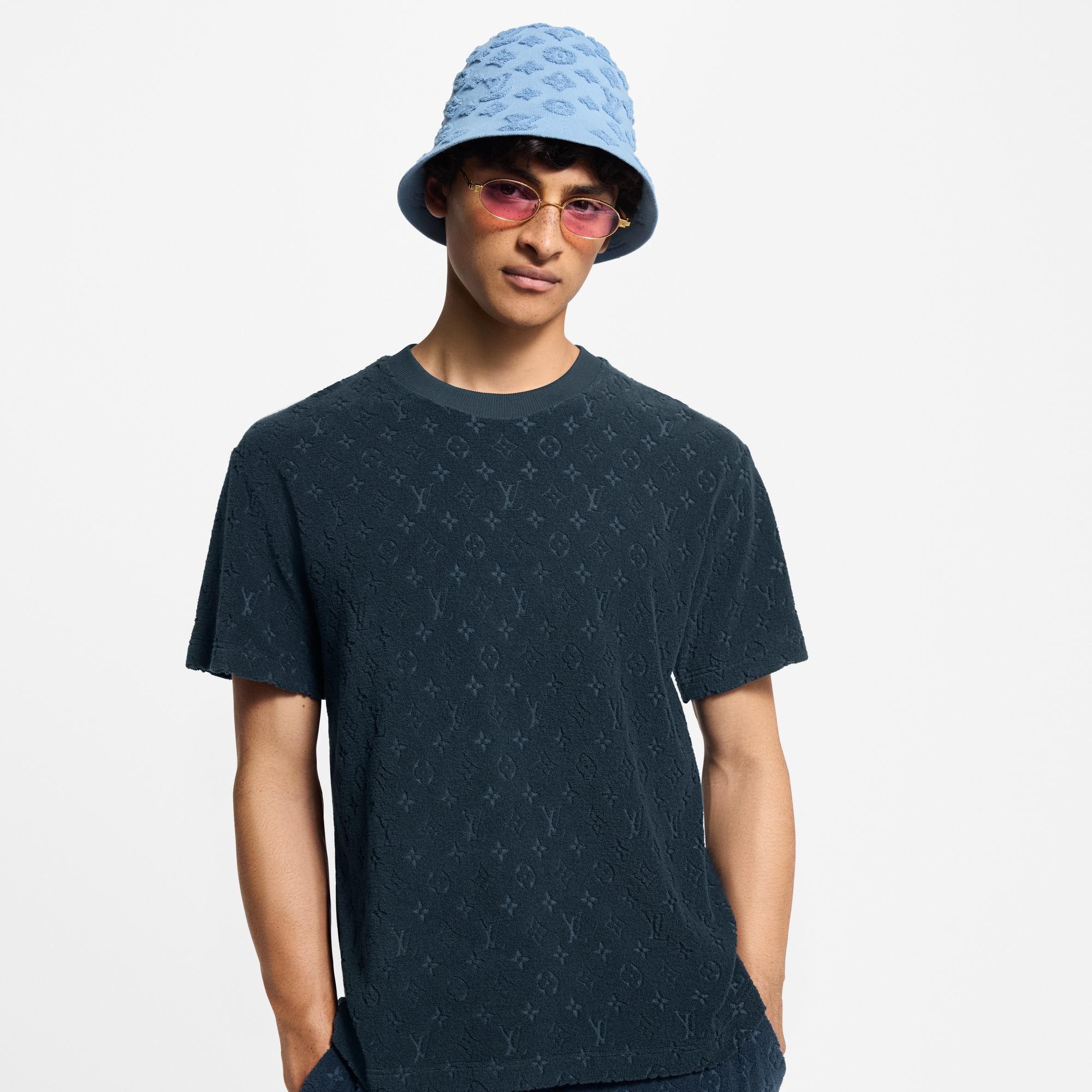 T-shirt in spugna con motivo Monogram  Uomo Abbigliamento T-Shirt e Polo | LOUIS VUITTON (Zoom prodotto)