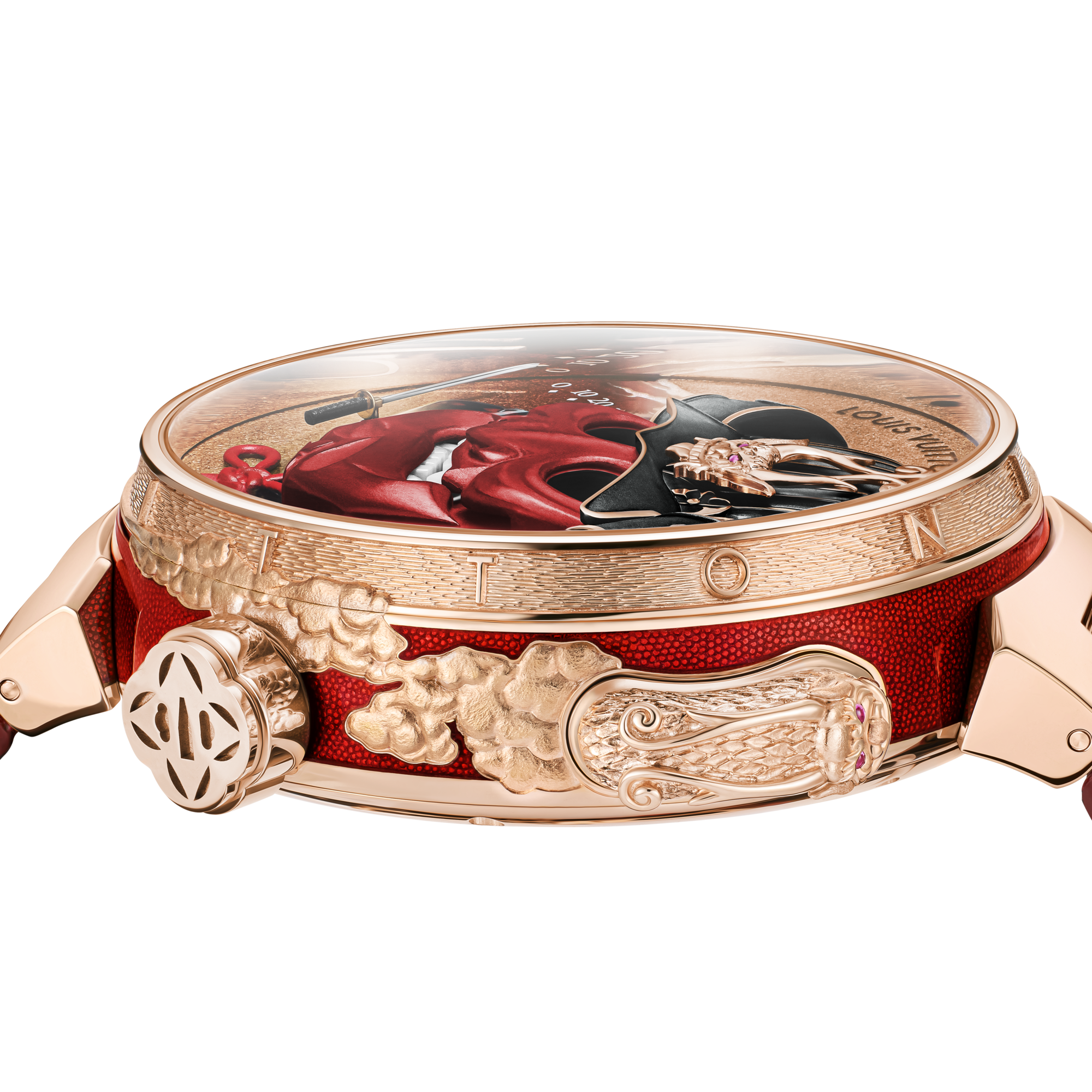 Tambour Bushido Automata, orologio manuale, 46,8 mm, oro rosa  Orologi Tutti gli orologi } | LOUIS VUITTON (Zoom prodotto)