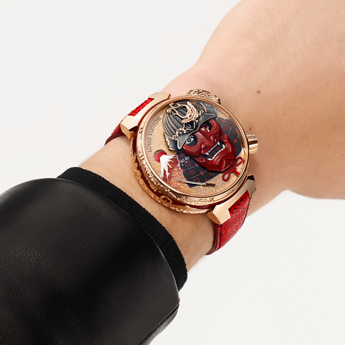 Tambour Bushido Automata, orologio manuale, 46,8 mm, oro rosa Orologi Tutti gli orologi } | LOUIS VUITTON (Zoom prodotto)