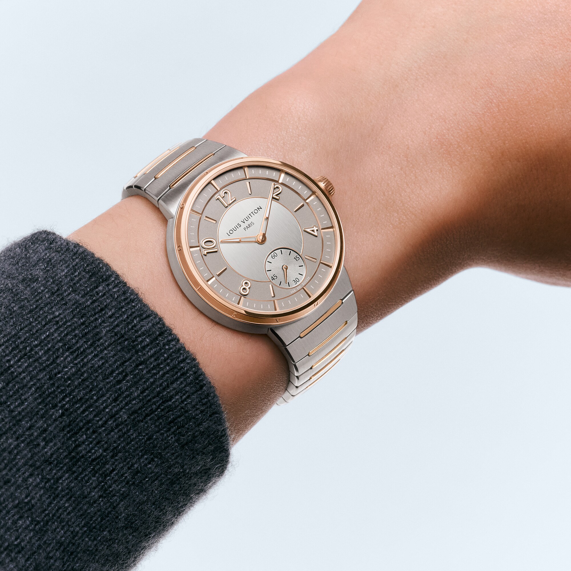 Tambour, orologio automatico, 40 mm, acciaio e oro rosa  Orologi Tutti gli orologi } | LOUIS VUITTON (Zoom prodotto)