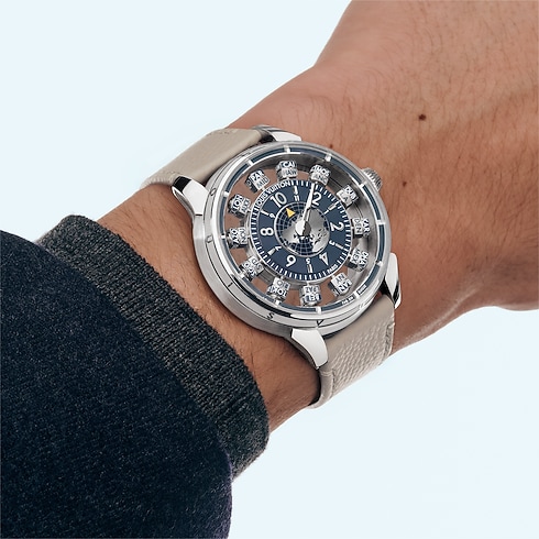 Tambour Spin Time Air Antipode, orologio automatico, 42,5 mm, oro bianco Orologi Tutti gli orologi } | LOUIS VUITTON (Zoom prodotto)