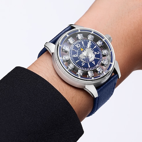 Tambour Spin Time Air Antipode, orologio automatico, 42,5 mm, oro bianco Orologi Tutti gli orologi } | LOUIS VUITTON (Zoom prodotto)