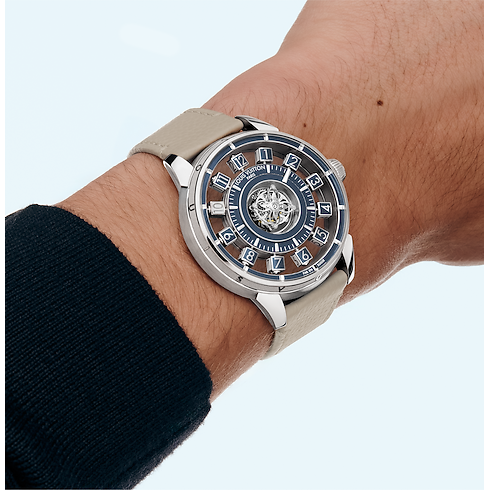 Tambour Spin Time Air Flying Tourbillon, orologio automatico, 42,5 mm, oro bianco Orologi Tutti gli orologi } | LOUIS VUITTON (Zoom prodotto)