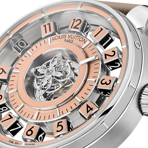 Tambour Spin Time Air Flying Tourbillon, orologio automatico, 42,5 mm, platino Orologi Tutti gli orologi } | LOUIS VUITTON (Zoom prodotto)