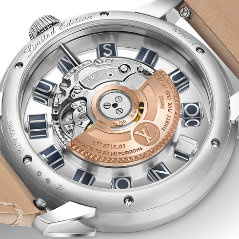 Tambour Spin Time Air, orologio automatico, 42,5 mm, oro bianco Orologi Tutti gli orologi } | LOUIS VUITTON (Zoom prodotto)