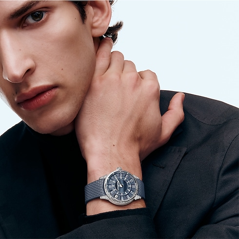 Tambour Spin Time, orologio automatico, 39,5 mm, oro bianco, occhio di falco e diamanti Orologi Tutti gli orologi } | LOUIS VUITTON (Zoom prodotto)