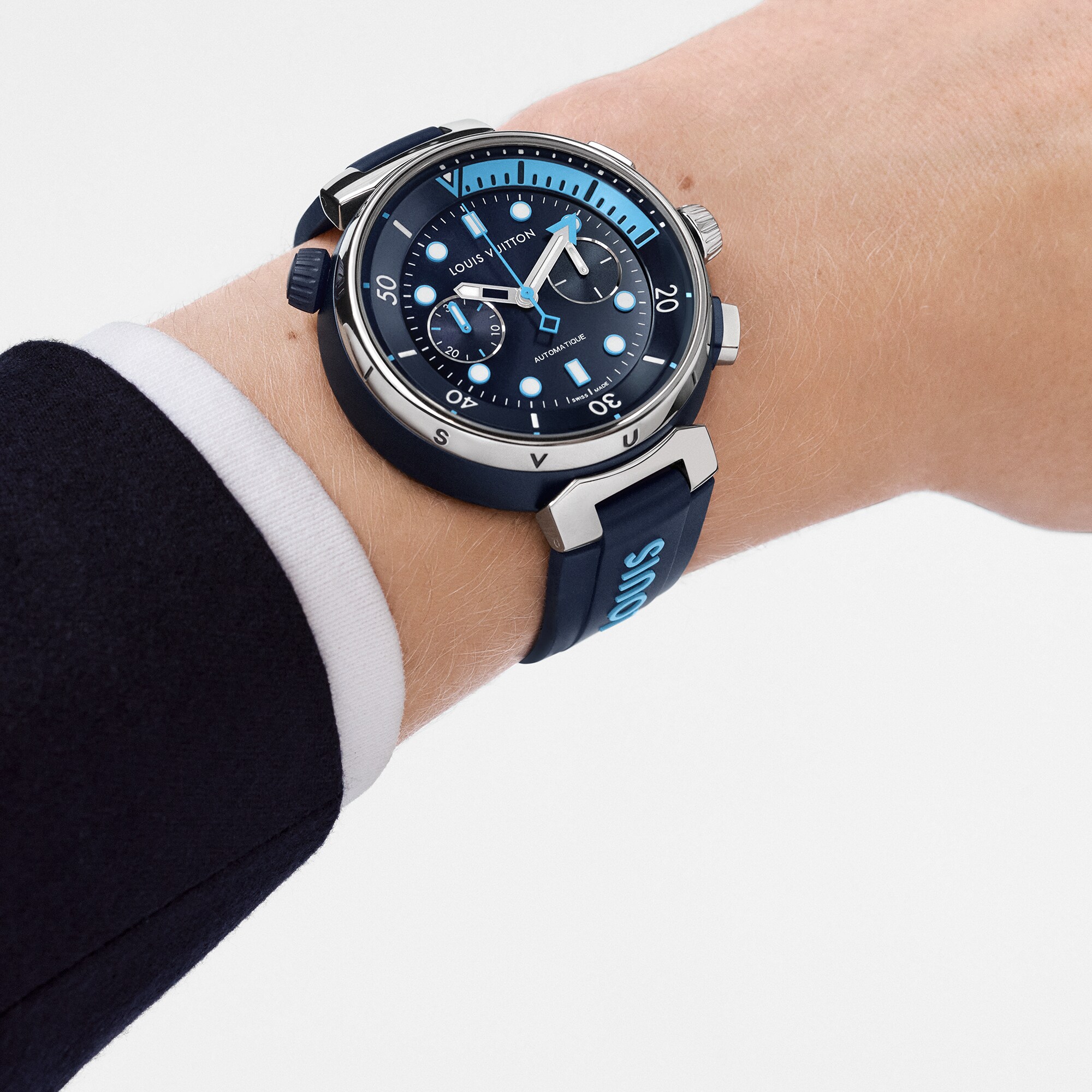 Tambour Street Diver Chronograph, orologio automatico, 46 mm, acciaio  Orologi Tutti gli orologi } | LOUIS VUITTON (Zoom prodotto)