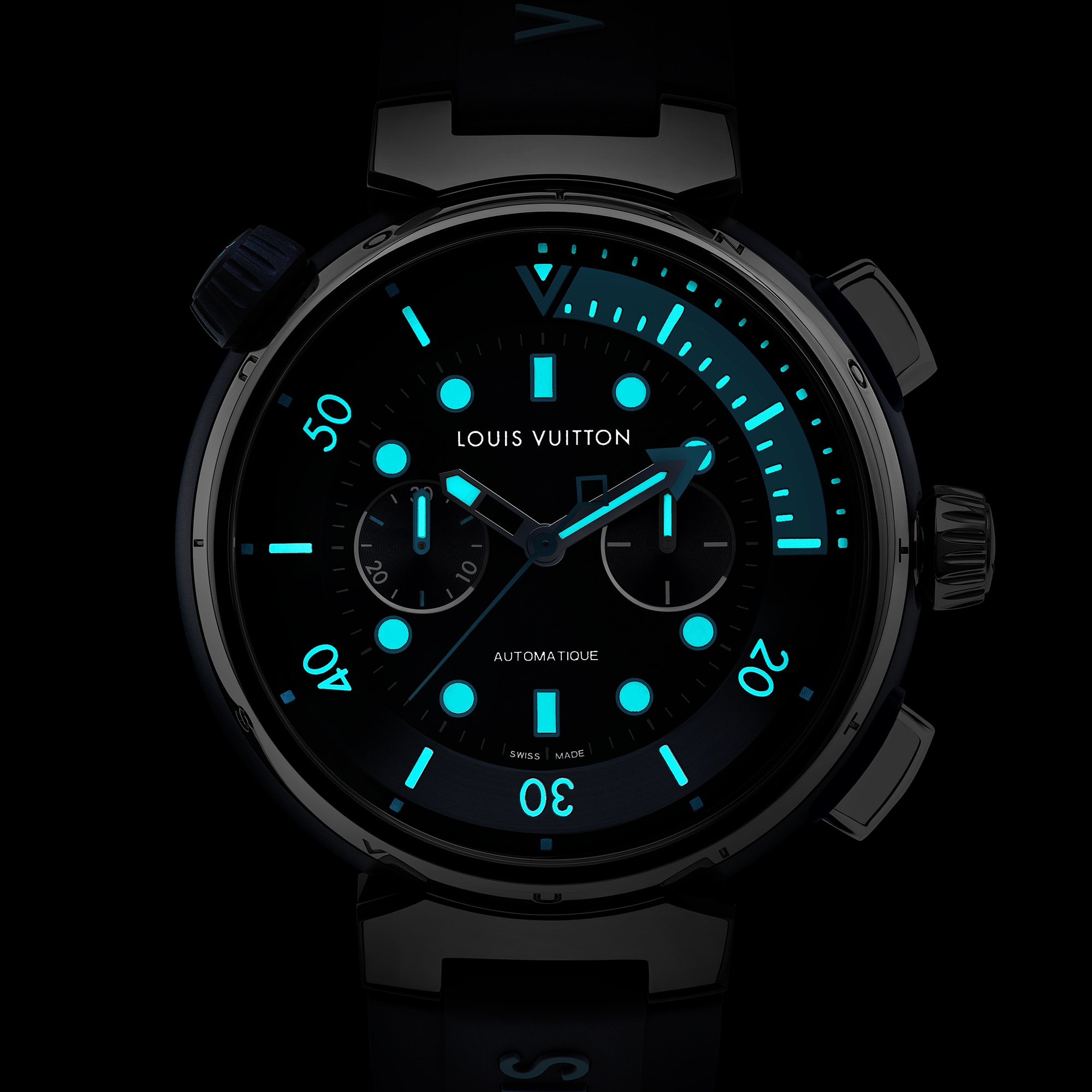 Tambour Street Diver Chronograph, orologio automatico, 46 mm, acciaio  Orologi Tutti gli orologi } | LOUIS VUITTON (Zoom prodotto)