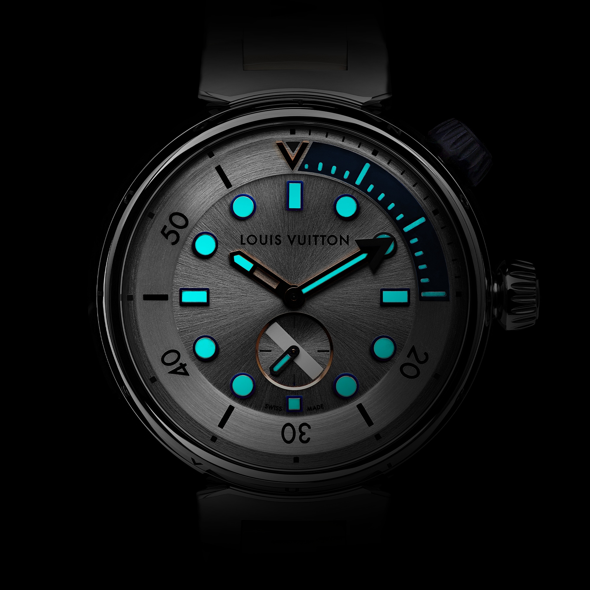 Tambour Street Diver, orologio al quarzo, 39,5 mm, acciaio  Orologi Tutti gli orologi } | LOUIS VUITTON (Zoom prodotto)