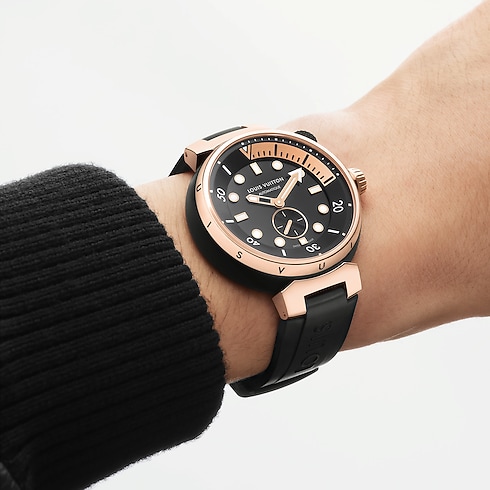 Tambour Street Diver, orologio automatico, 44 mm, acciaio e oro rosa Orologi Tutti gli orologi } | LOUIS VUITTON (Zoom prodotto)