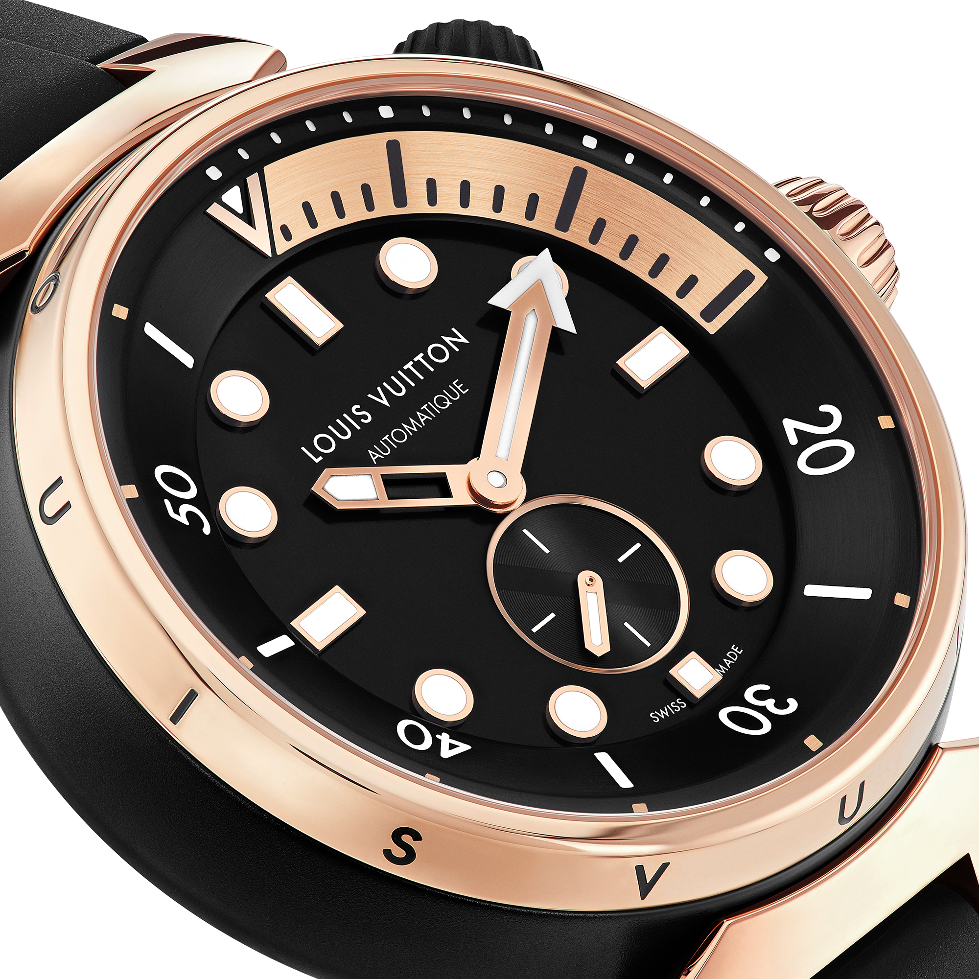 Tambour Street Diver, orologio automatico, 44 mm, acciaio e oro rosa  Orologi Tutti gli orologi } | LOUIS VUITTON (Zoom prodotto)