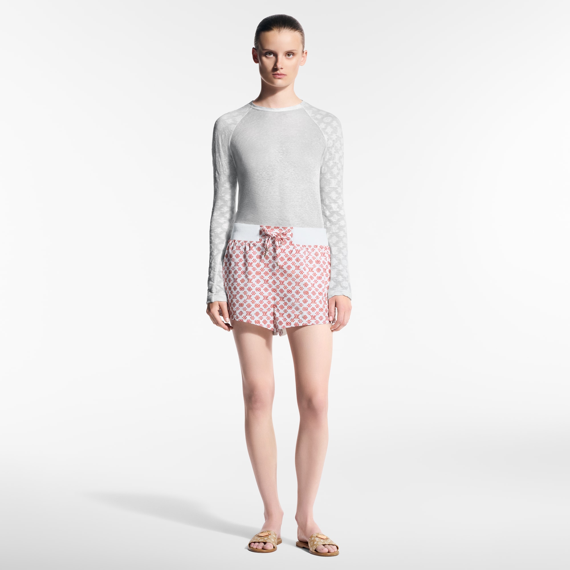 Top a maniche lunghe con dettagli di motivo Monogram  Donna Abbigliamento Camicie e T-Shirt | LOUIS VUITTON (Zoom prodotto)