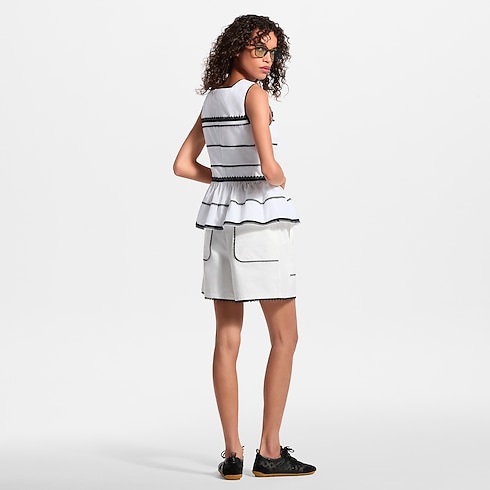Top con volant con dettaglio in pizzo Donna Ready-to-Wear Camicie e T-Shirt | LOUIS VUITTON (Zoom prodotto)