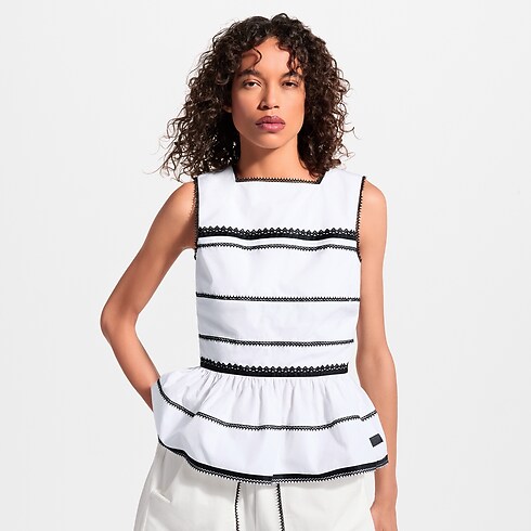 Top con volant con dettaglio in pizzo Donna Ready-to-Wear Camicie e T-Shirt | LOUIS VUITTON (Zoom prodotto)