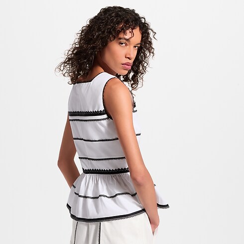 Top con volant con dettaglio in pizzo Donna Ready-to-Wear Camicie e T-Shirt | LOUIS VUITTON (Zoom prodotto)