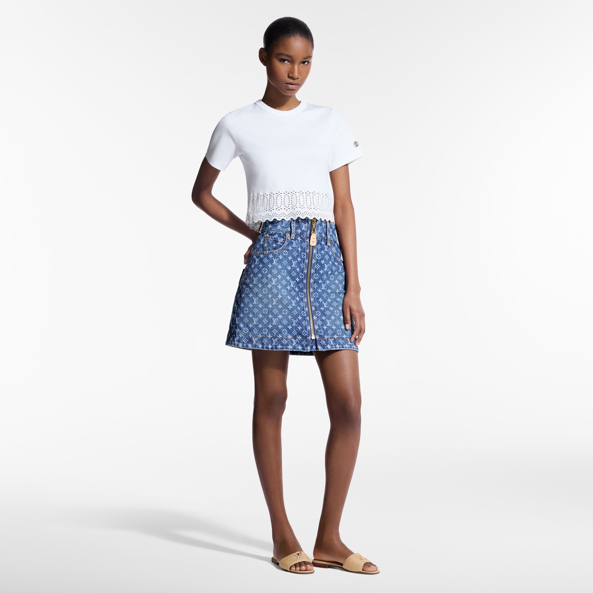 Top corto con finiture in Sangallo  Donna Abbigliamento Camicie e T-Shirt | LOUIS VUITTON (Zoom prodotto)