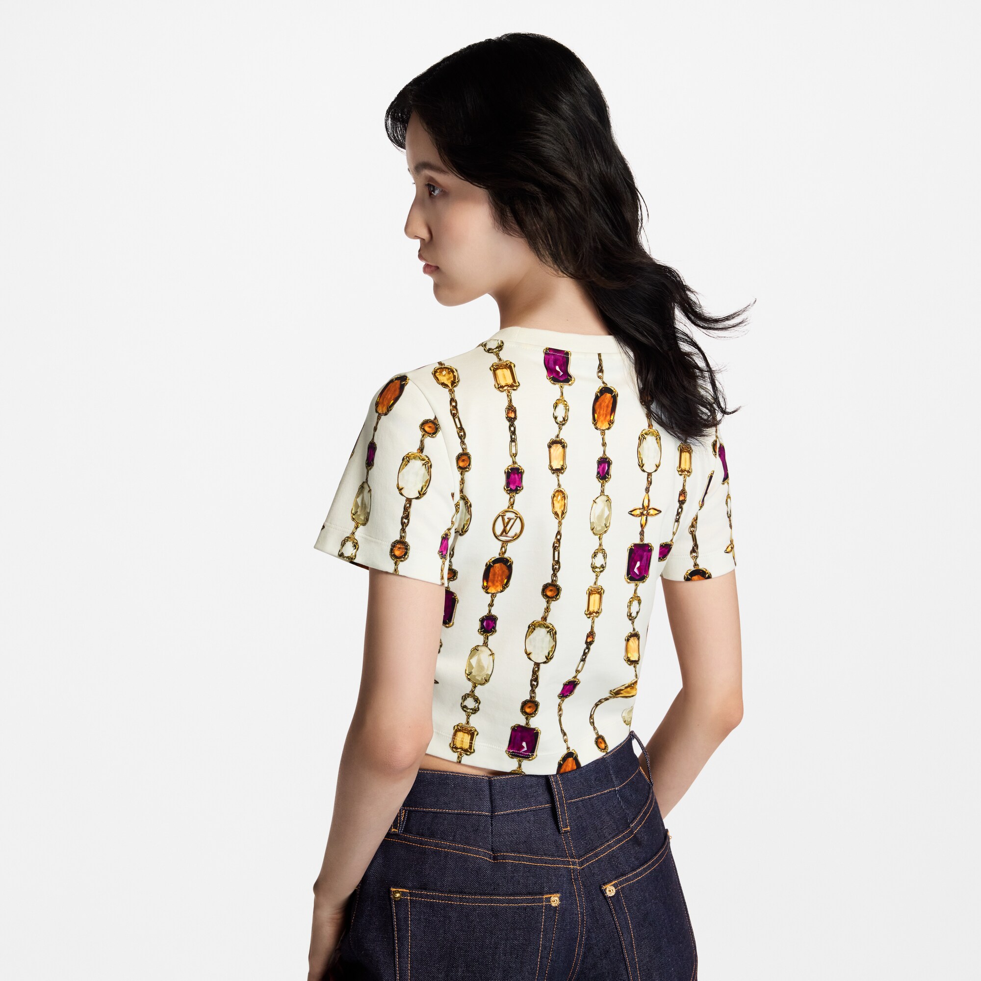 Top corto con motivo di collana stampato  Donna Abbigliamento Camicie e T-Shirt | LOUIS VUITTON (Zoom prodotto)
