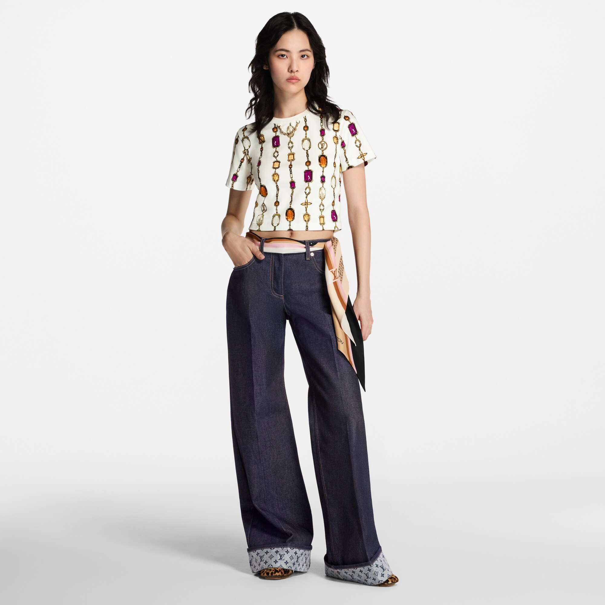 Top corto con motivo di collana stampato  Donna Abbigliamento Camicie e T-Shirt | LOUIS VUITTON (Zoom prodotto)