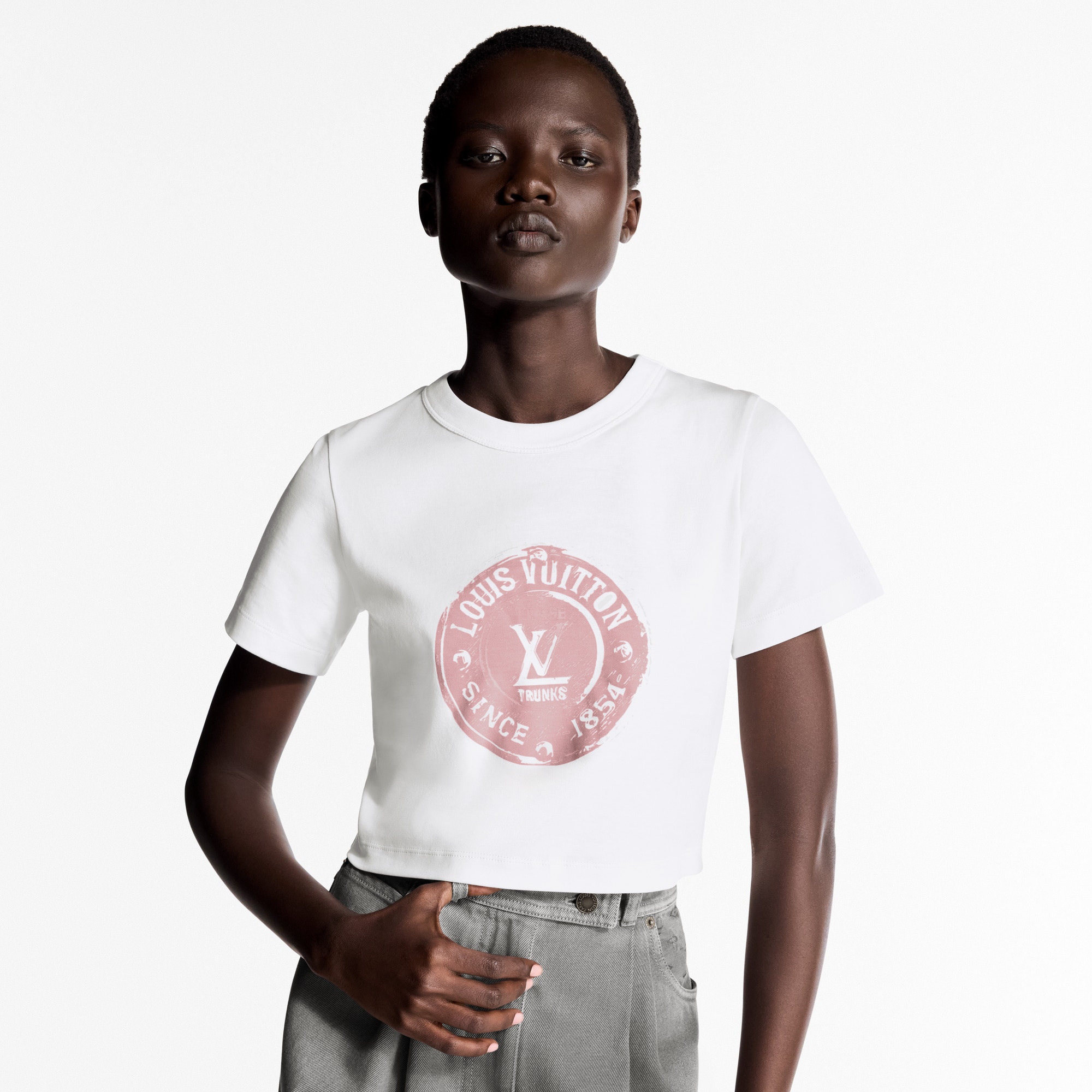 Top corto con motivo LV Stamp  Donna Abbigliamento Camicie e T-Shirt | LOUIS VUITTON (Zoom prodotto)