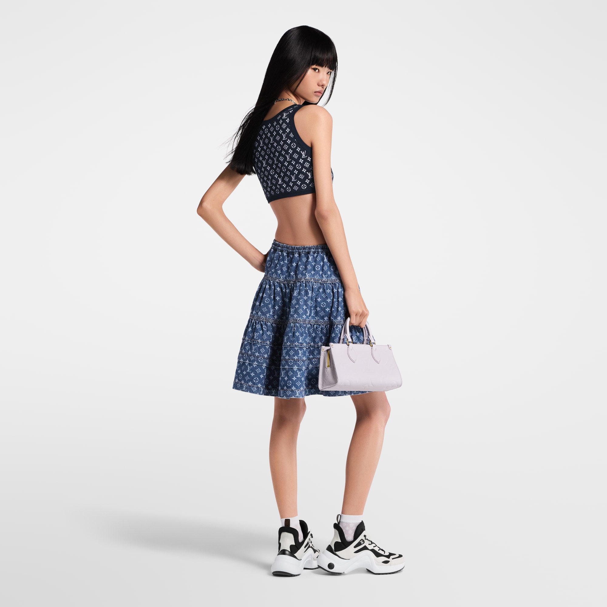 Top corto in maglia con motivo Monogram in trama jacquard  Donna Abbigliamento Camicie e T-Shirt | LOUIS VUITTON (Zoom prodotto)