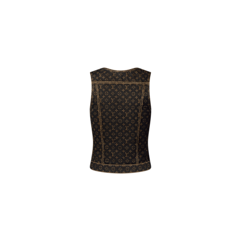 Top in denim con motivo Monogram e bottoni anteriori Donna Abbigliamento Camicie e T-Shirt | LOUIS VUITTON (Zoom prodotto)