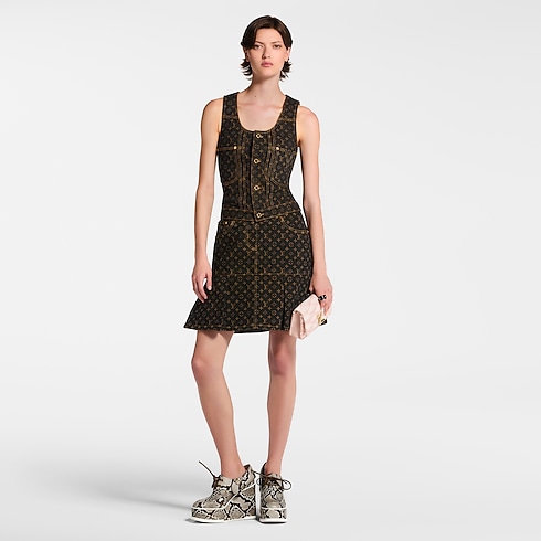 Top in denim con motivo Monogram e bottoni anteriori Donna Abbigliamento Camicie e T-Shirt | LOUIS VUITTON (Zoom prodotto)