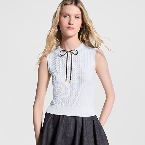 Top in maglia con coulisse e motivo Monogram Donna Abbigliamento Camicie e T-Shirt | LOUIS VUITTON (Zoom prodotto)