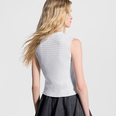 Top in maglia con coulisse e motivo Monogram Donna Abbigliamento Camicie e T-Shirt | LOUIS VUITTON (Zoom prodotto)