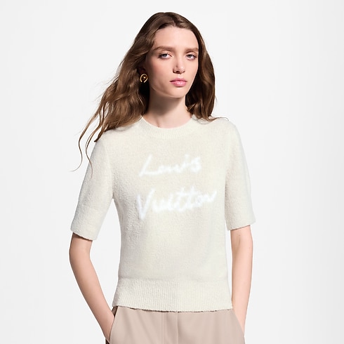 Top in maglia con firma in corsivo Donna Abbigliamento Maglieria | LOUIS VUITTON (Zoom prodotto)