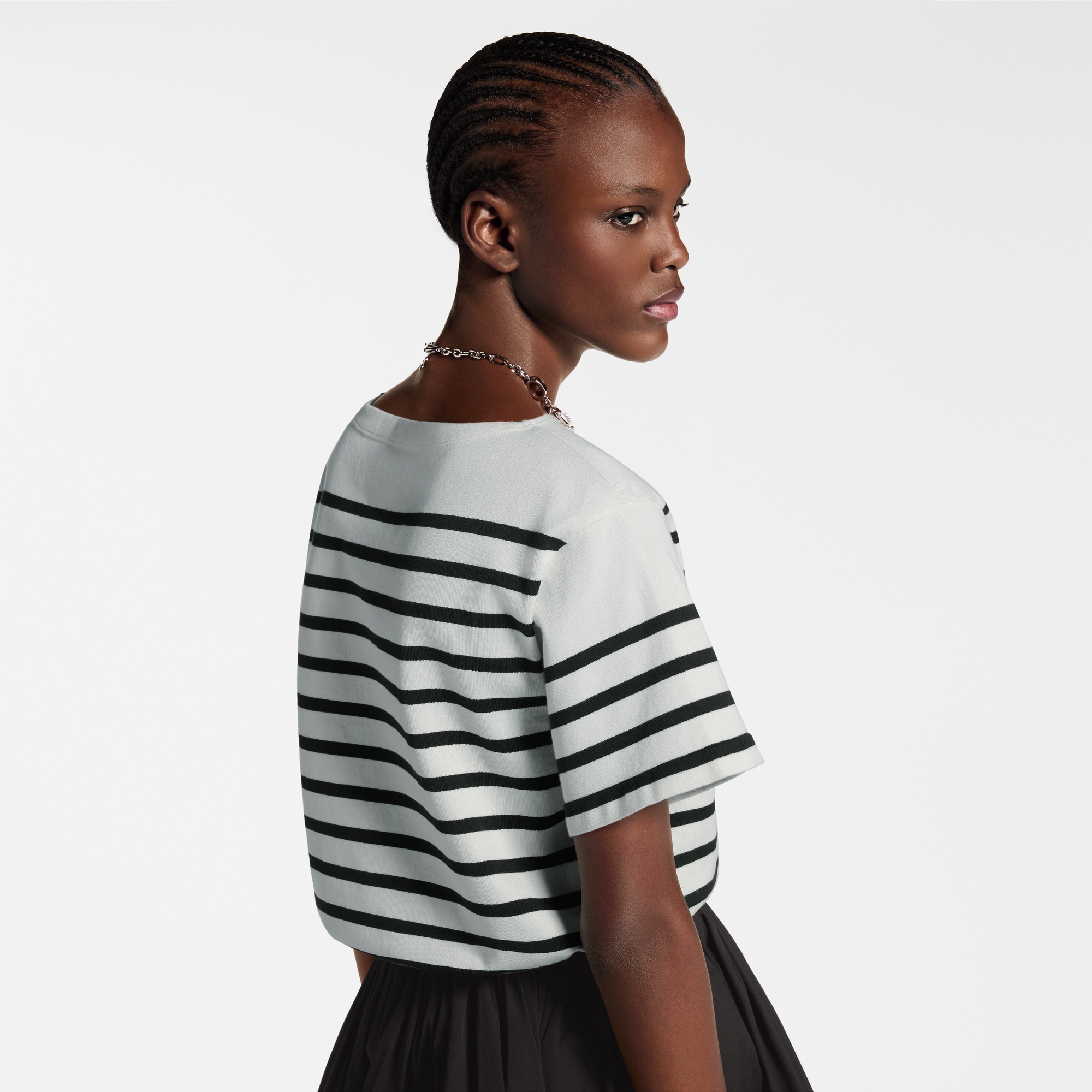Top in maglia con motivo a righe e firma  Donna Abbigliamento Camicie e T-Shirt | LOUIS VUITTON (Zoom prodotto)