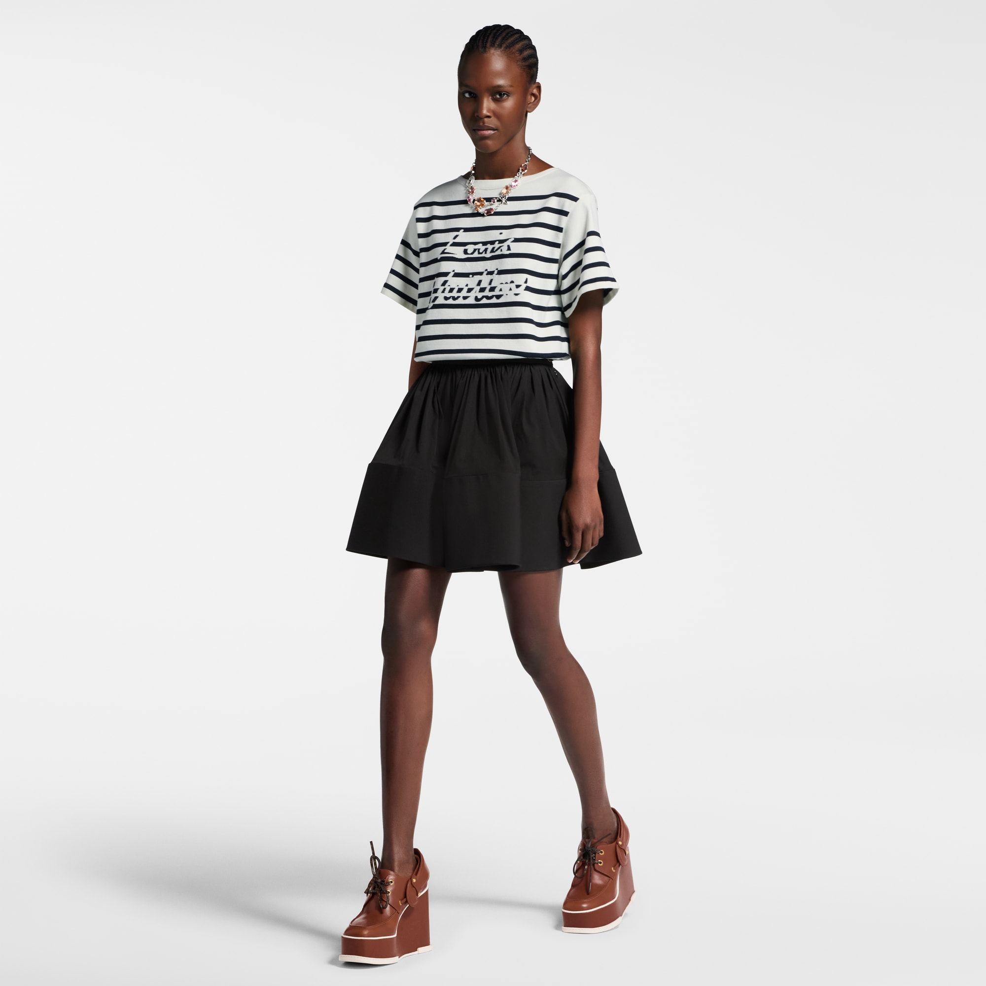 Top in maglia con motivo a righe e firma  Donna Abbigliamento Camicie e T-Shirt | LOUIS VUITTON (Zoom prodotto)