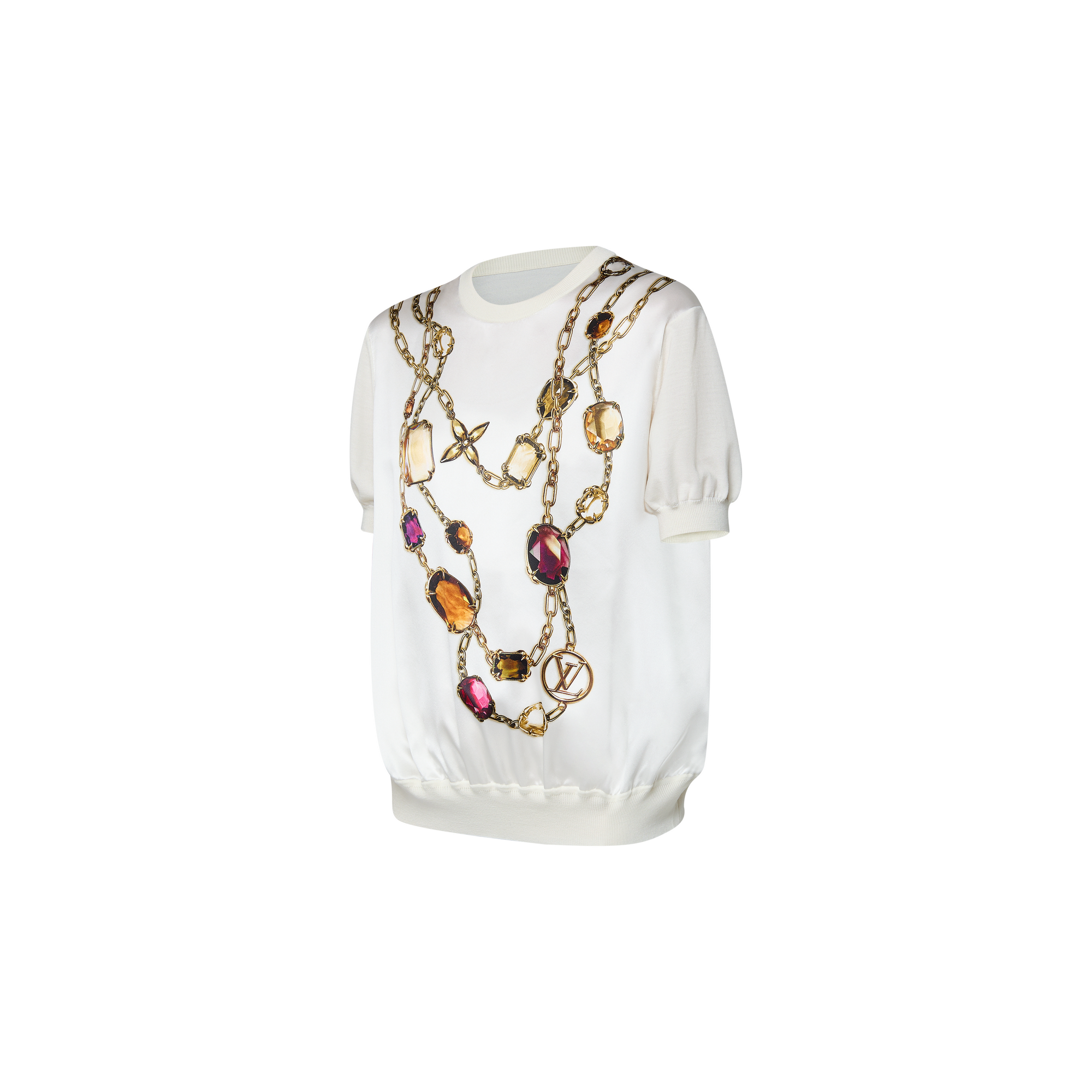 Top in maglia con motivo di collana stampato effetto trompe-l