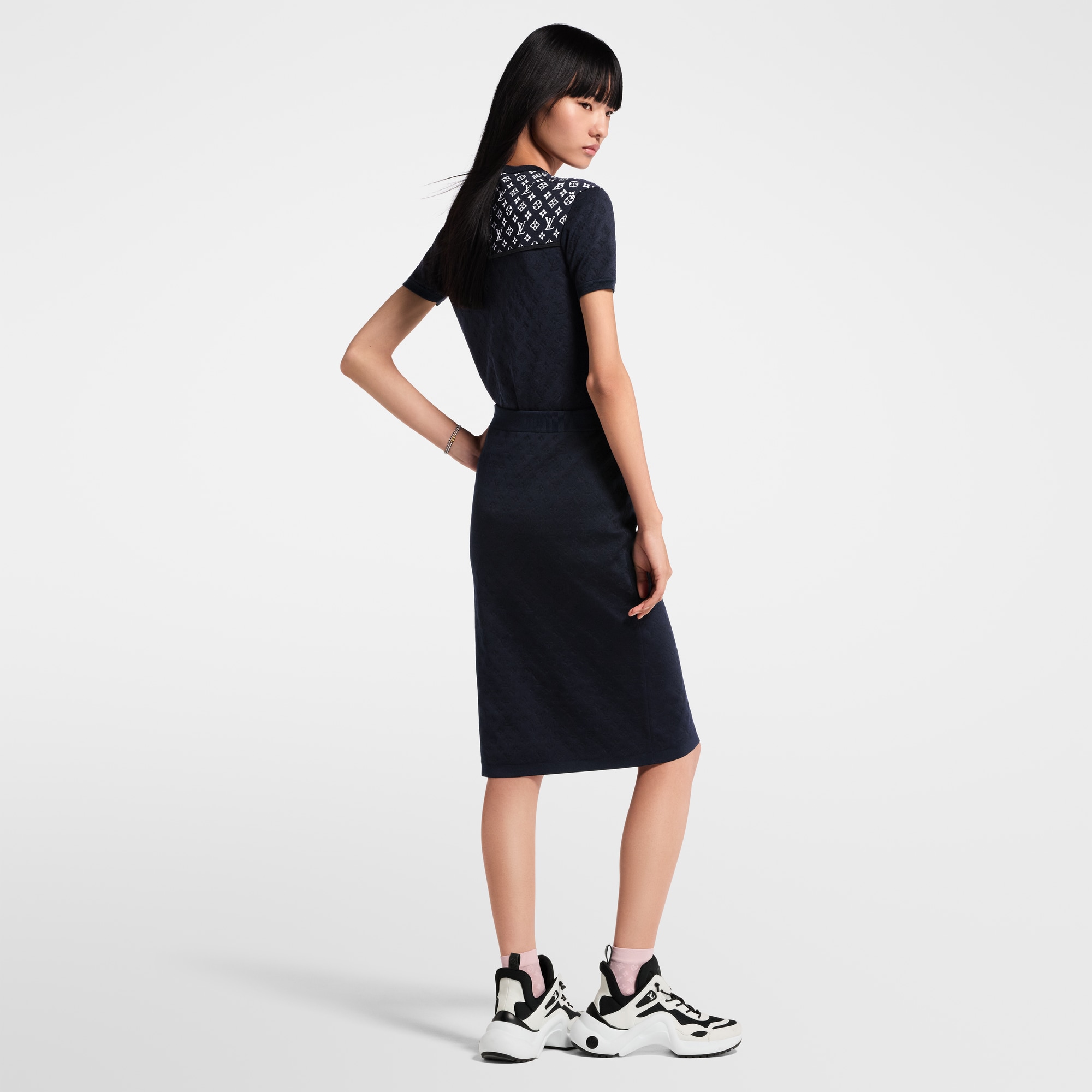 Top in maglia con motivo Monogram in trama jacquard  Donna Abbigliamento Camicie e T-Shirt | LOUIS VUITTON (Zoom prodotto)
