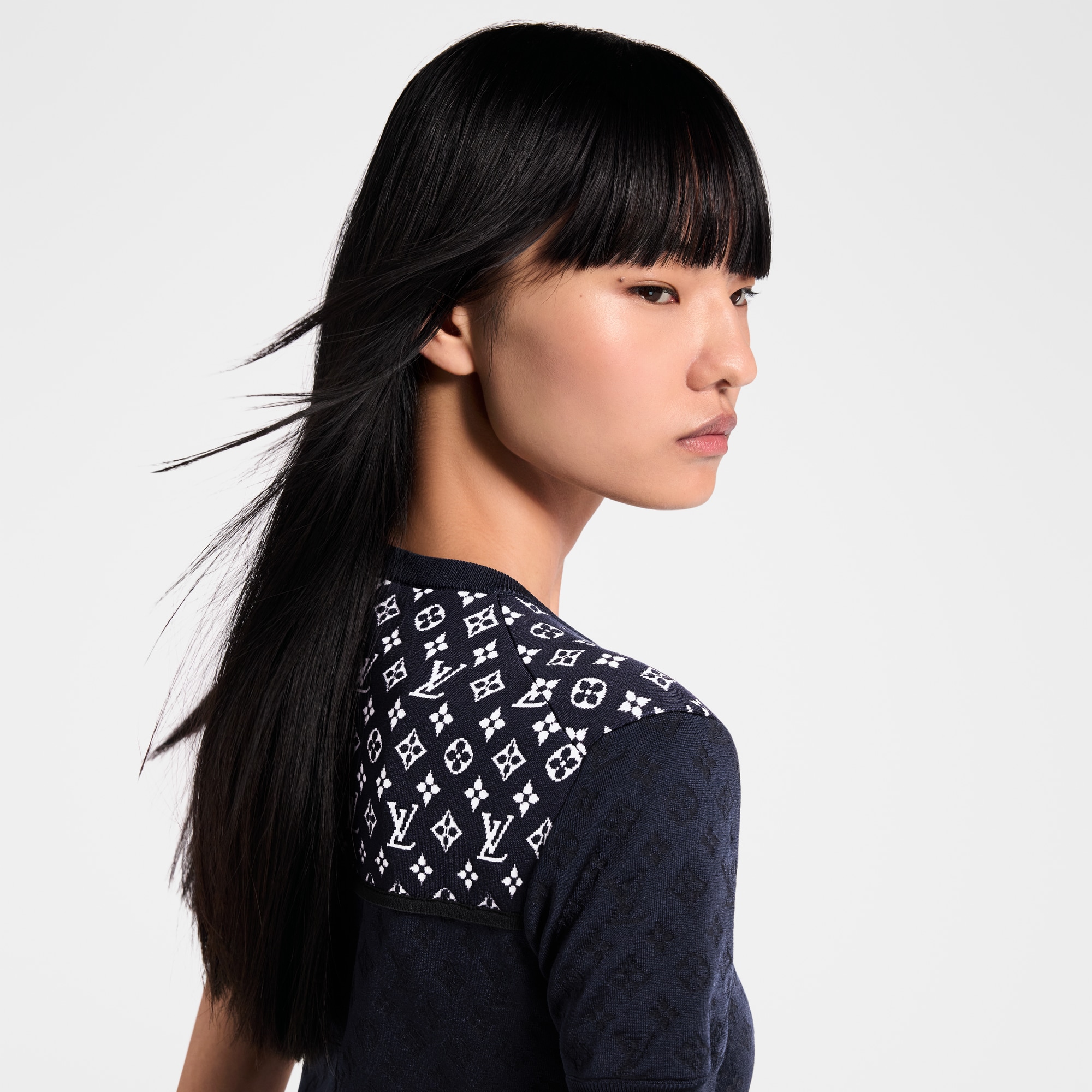 Top in maglia con motivo Monogram in trama jacquard  Donna Abbigliamento Camicie e T-Shirt | LOUIS VUITTON (Zoom prodotto)