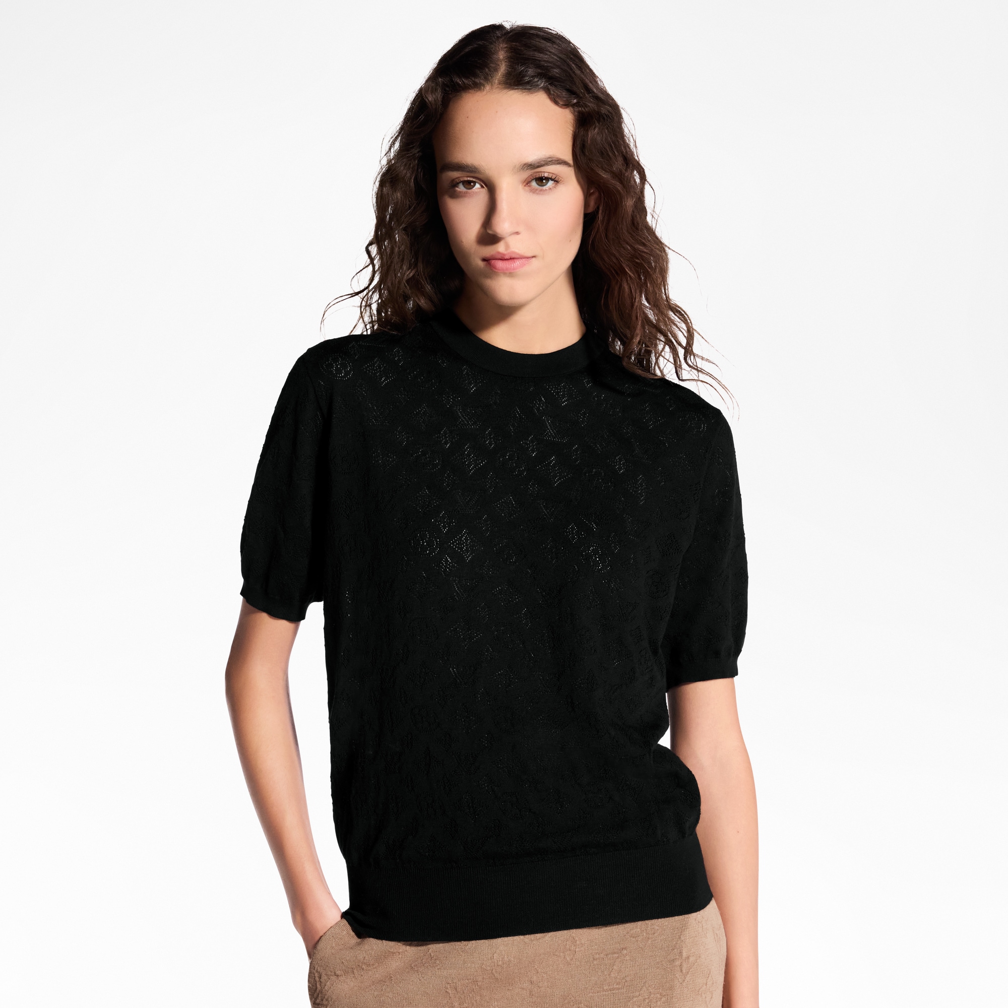 Top in maglia con motivo Monogram Mahina  Donna Abbigliamento Camicie e T-Shirt | LOUIS VUITTON (Zoom prodotto)