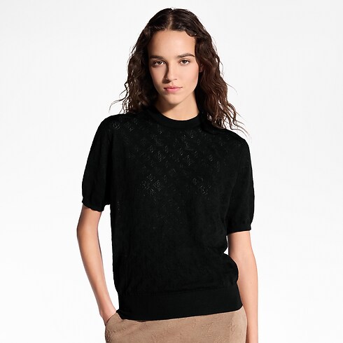 Top in maglia con motivo Monogram Mahina Donna Abbigliamento Camicie e T-Shirt | LOUIS VUITTON (Zoom prodotto)
