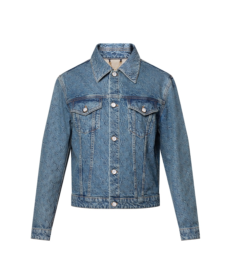 Giacca in denim con motivo Monogram in trama jacquard